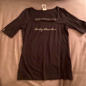 Black cutout short sleeve Harley Davidson shirt size medium